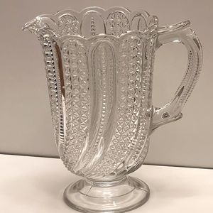 COPY - McKee Bros. Water Pitcher EAPG Feather & Swirl 48 Oz Doric Pattern Antiq…